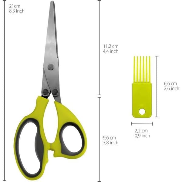 Köksörtsaxar - 5 blad i rostfritt stål och rengöringskam - Professionellt skärverktyg för mat[120]