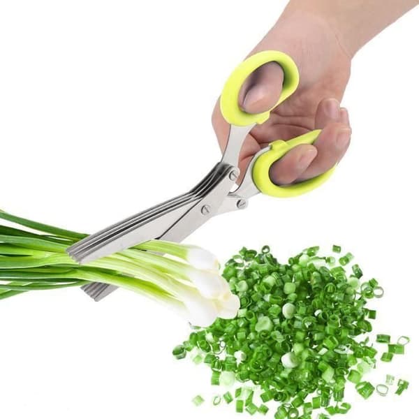 Rostfritt stål 5-lagers Scallion Sushi Strimlad Verktyg Kökssax (Gul) CHQ275