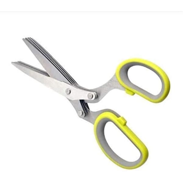 HUAYQ 19cm hackad eacute; 5 blad i rostfritt stål kökssax Örtskärare Rosmarinsax eacute; Nacke