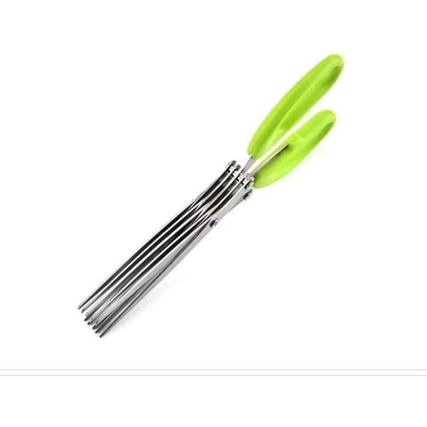 DDSGG kökssax, rostfritt stål, mångsidig örtskärare, hacka och strimla med 5 blad och lock med lock