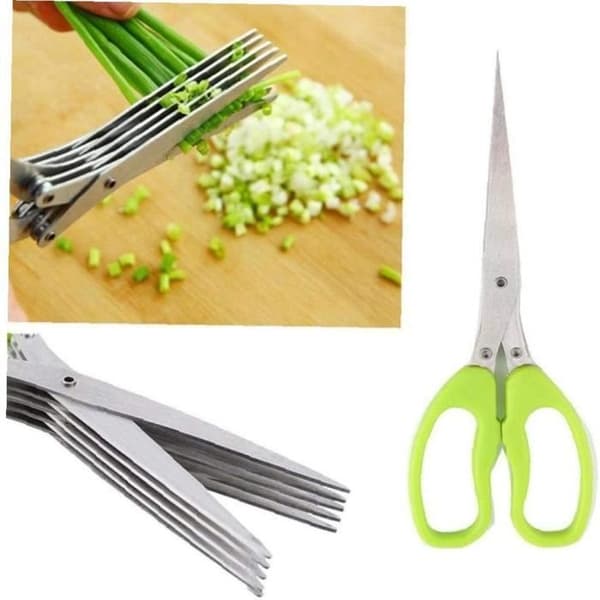 Kök 5 Lagers Scallion Cutter Ört Tvätta Krydda Cook Tool Sax Rostfri