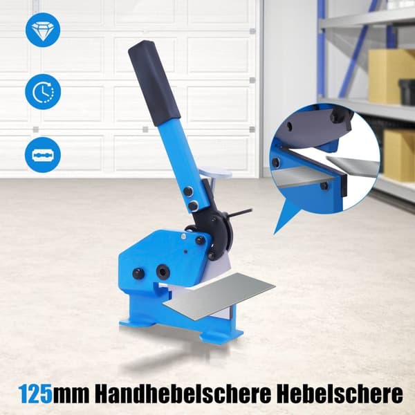 Manuel metalplade skæremaskine, 12,5 cm bladlængde, skærer 1,1 cm rund stål, ergonomisk håndtag.
