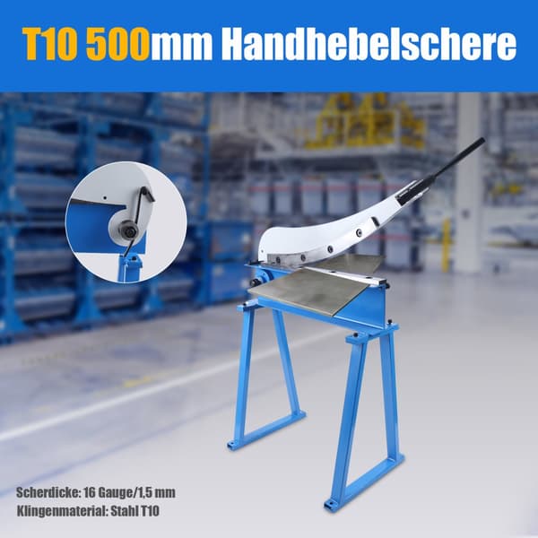 Leverage Guillotine Manuaalileikkuri, 500 mm sängyn pituus, 16-gauge leikkauspaksuus, kestävä teräksinen terä