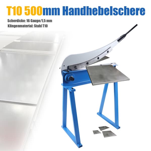 Leverage Guillotine Manuaalileikkuri, 500 mm sängyn pituus, 16-gauge leikkauspaksuus, kestävä teräksinen terä