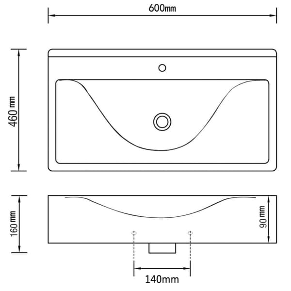vidaXL Lyxigt rektangulärt handfat 60 x 46 cm keramiskt vit