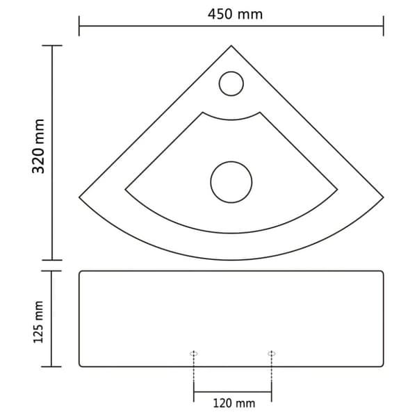 vidaXL Tvättställ med bräddavlopp 45x32x12,5 cm vit