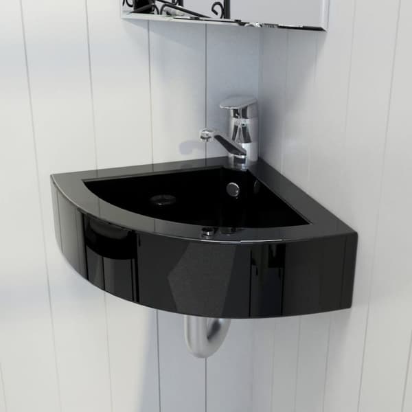 vidaXL Tvättställ med bräddavlopp 45x32x12,5 cm svart