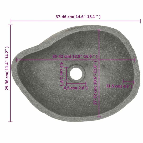 vidaXL Tvättställ flodsten oval (37-46)x(29-36) cm