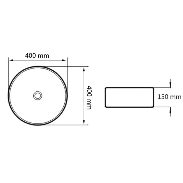 vidaXL Servant rund keramisk hvit 40x15 cm