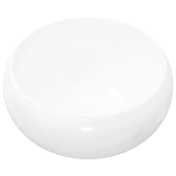 vidaXL Servant rund keramisk hvit 40x15 cm
