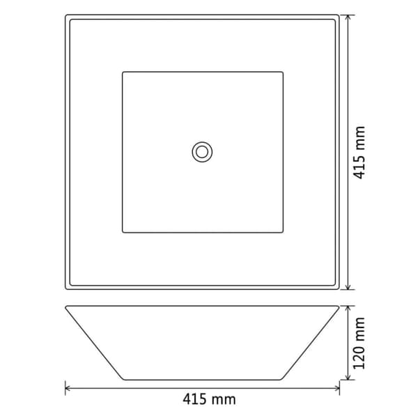 vidaXL Tvättställ fyrkantig keramik vit 41,5x41,5x12 cm