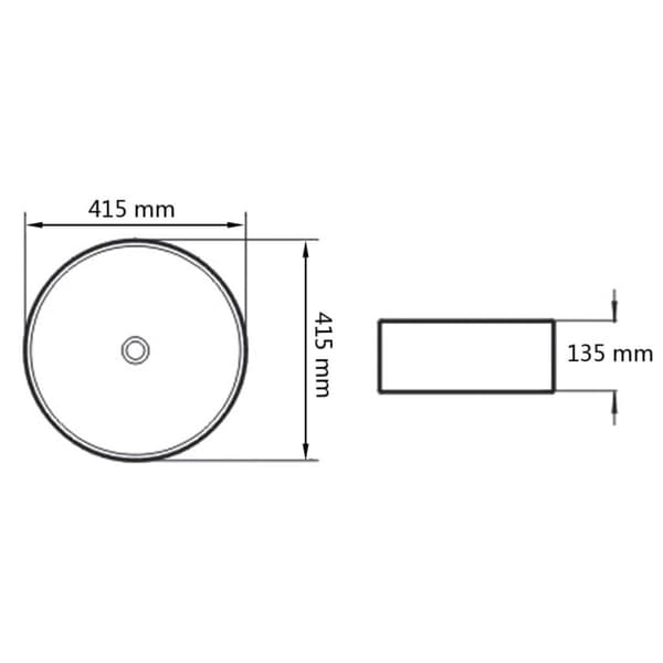 vidaXL Servant rund keramisk hvit 41,5x13,5 cm