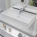 Miniatyrbilde 1 av 6: vidaXL Servant med kranhull keramisk hvit 76x42,5x14,5 cm