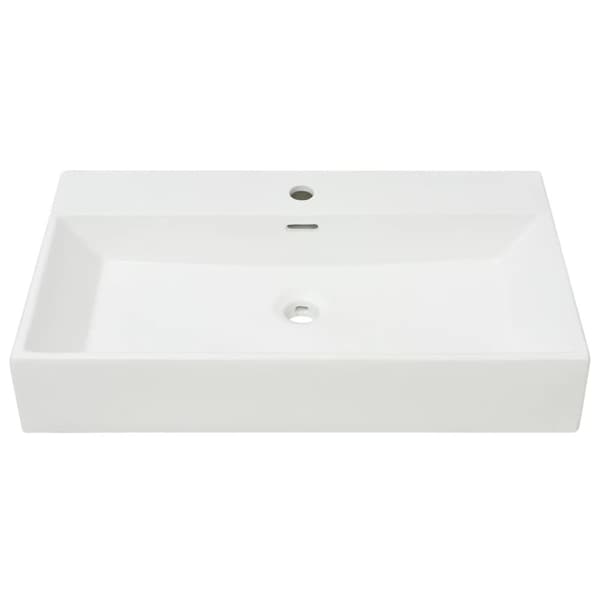 vidaXL håndvask med hul til vandhane keramik 76x42,5x14,5 cm hvid