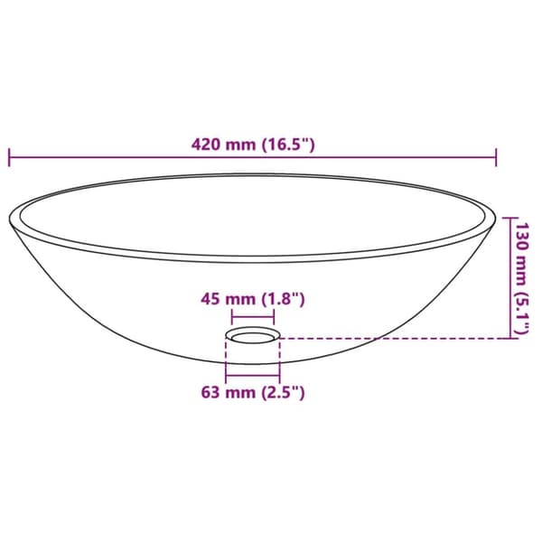 vidaXL håndvask i hærdet glas 42 cm sort