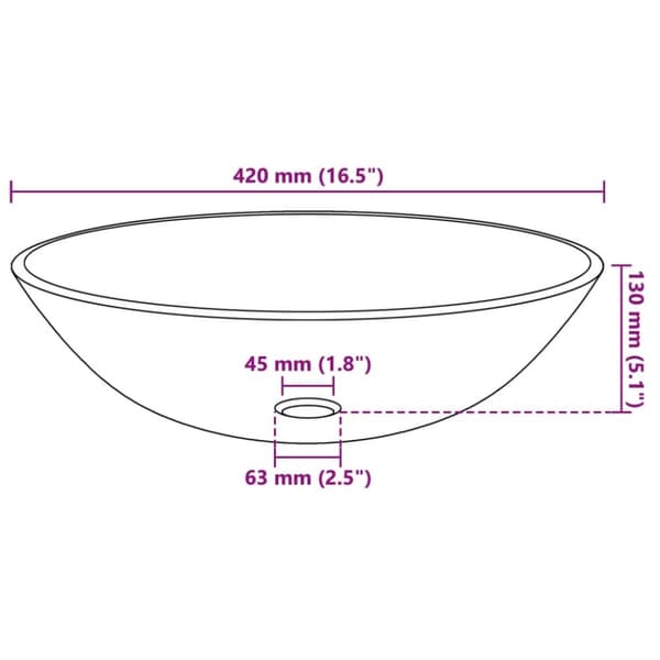 vidaXL håndvask i hærdet glas 42 cm matteret