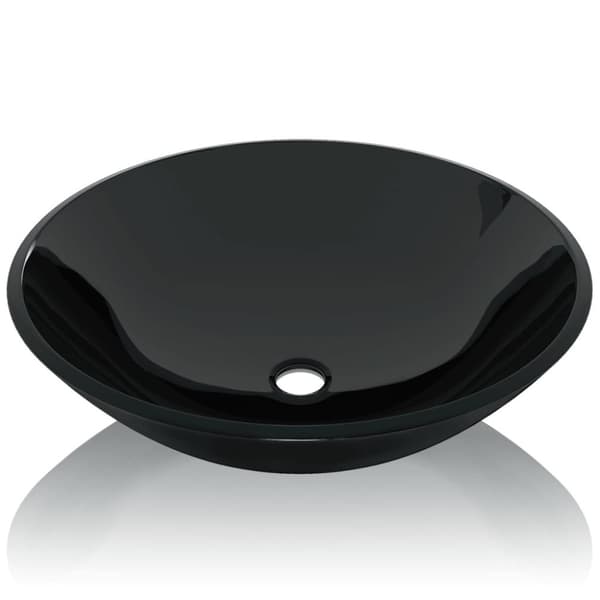 vidaXL Servant herdet glass 42 cm svart