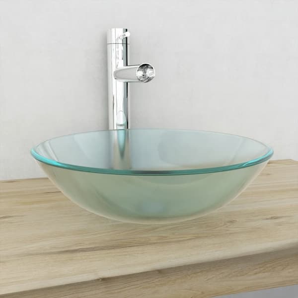 vidaXL Servant herdet glass 42 cm frostet