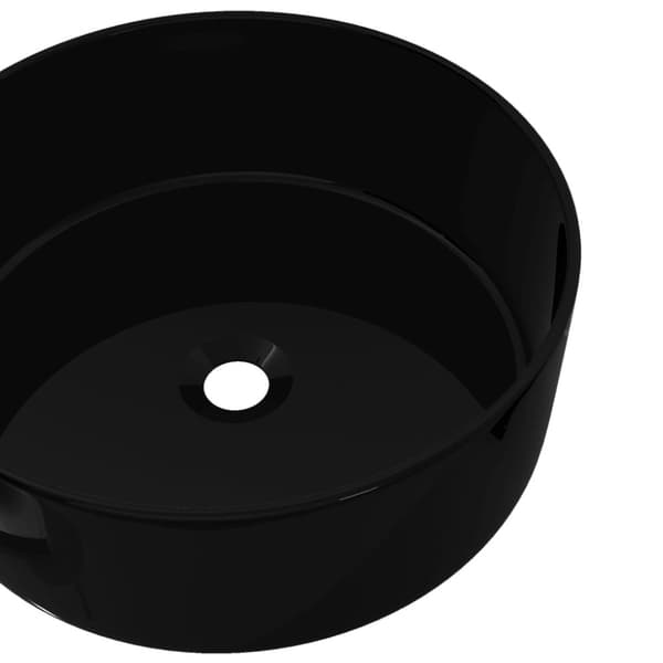 vidaXL Tvättställ keramik rund svart 40x15 cm
