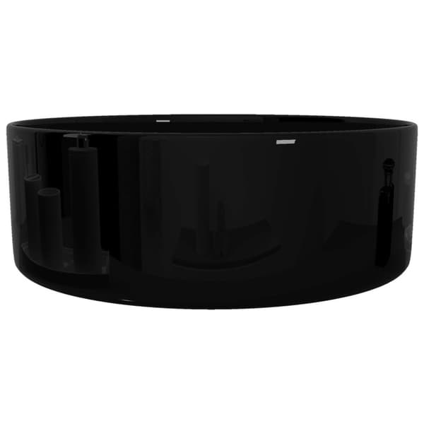 vidaXL Tvättställ keramik rund svart 40x15 cm