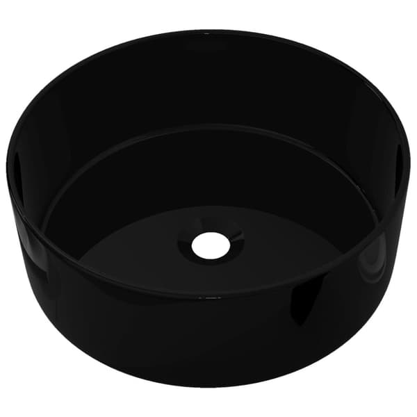 vidaXL Tvättställ keramik rund svart 40x15 cm