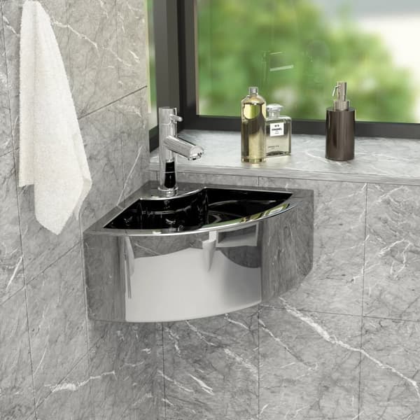 vidaXL Tvättställ med bräddavlopp 45x32x12,5 cm keramik silver