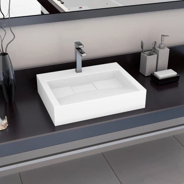 vidaXL Tvättställ 60x38x11 cm mineralgjuten vit