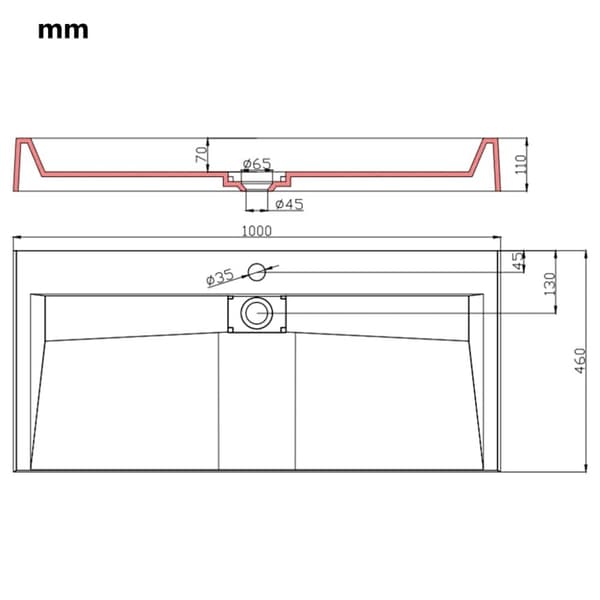 vidaXL Vask 100x46x11 cm mineralstøpt/marmorstøpt hvit
