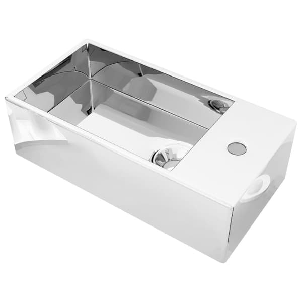 vidaXL Vask med overløpsfunksjon 49x25x15 cm keramikk sølv