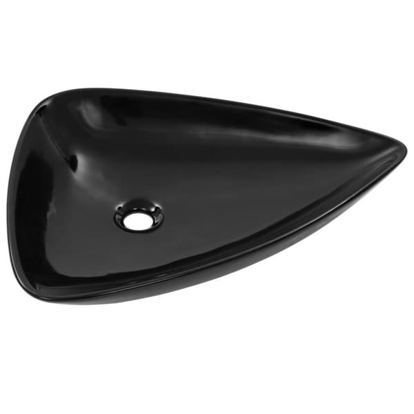 vidaXL Pesuallas keraaminen kolmionmuotoinen 645x455x115 mm musta