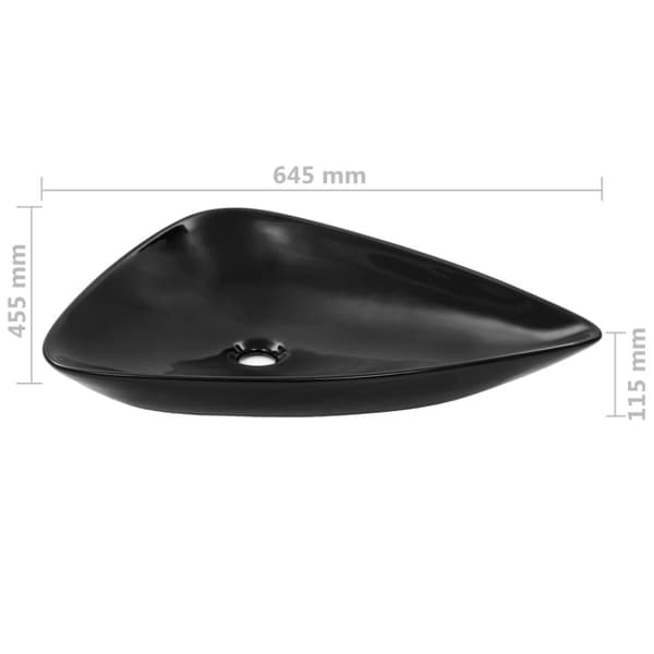 vidaXL Pesuallas keraaminen kolmionmuotoinen 645x455x115 mm musta