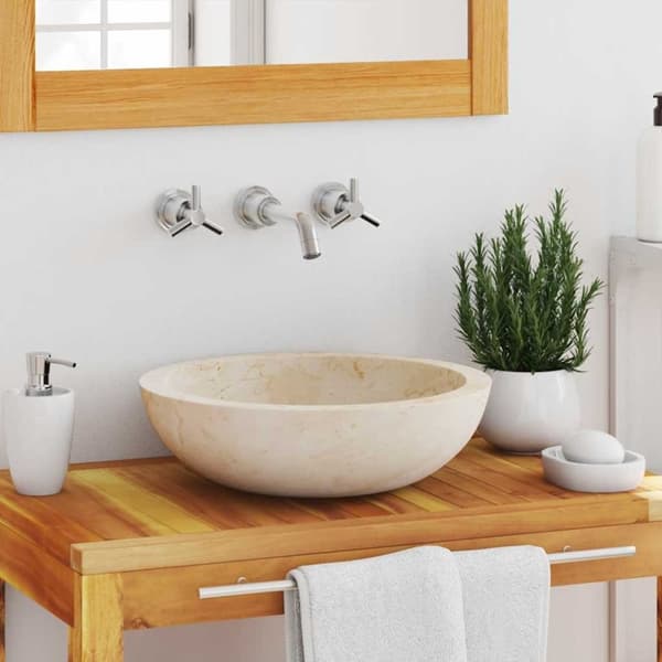 vidaXL håndvask 40 x 12 cm marmor cremefarvet