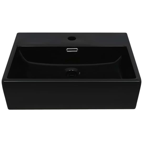 vidaXL Servant med kranhull keramisk svart 51,5x38,5x15 cm