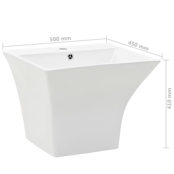 vidaXL Tvättställ väggmonterat keramik 500x450x410 mm vit