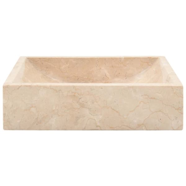 vidaXL Vask 45x30x12 cm marmor høyglans krem