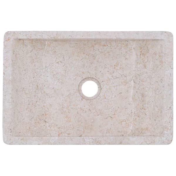 vidaXL Vask 45x30x12 cm marmor høyglans krem