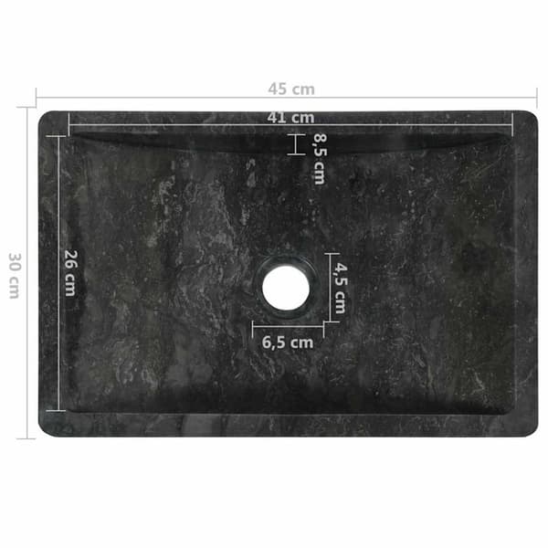 vidaXL Vask 45x30x12 cm marmor høyglans svart
