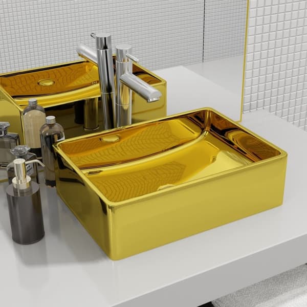 vidaXL Vask 41x30x12 cm keramikk gull