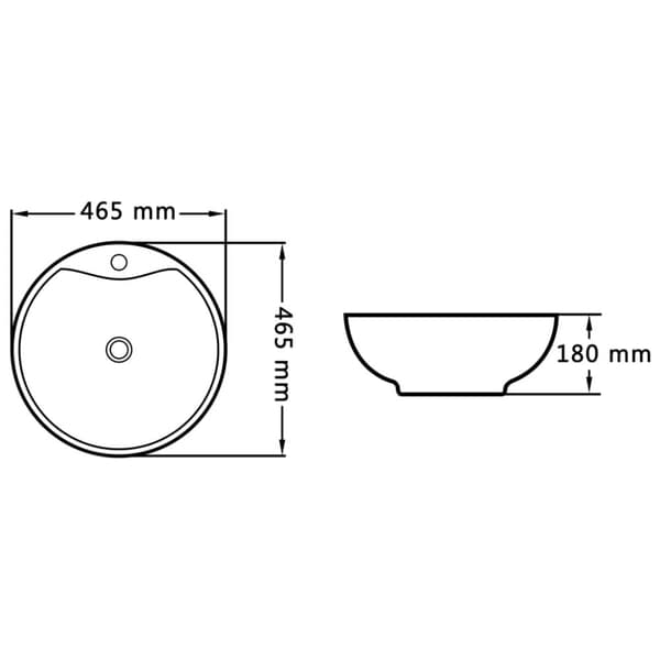 vidaXL håndvask med overløb 46,5 x 18 cm keramik sort