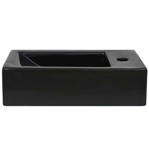 vidaXL håndvask med vandhanehul rektangulær keramik sort 46 x 25,5 x 12 cm