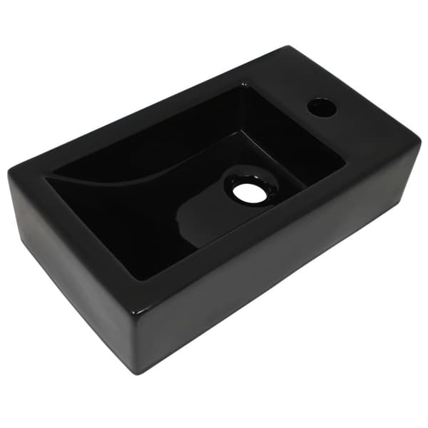 vidaXL håndvask med vandhanehul rektangulær keramik sort 46 x 25,5 x 12 cm