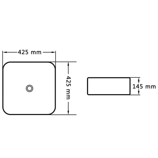 vidaXL Vask 42,5x42,5x14,5 cm keramikk svart