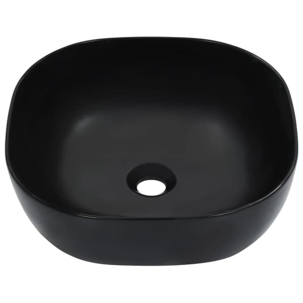 vidaXL Vask 42,5x42,5x14,5 cm keramikk svart