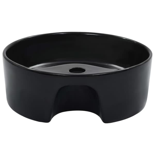 vidaXL Vask med overløpsfunksjon 36x13 cm keramikk svart