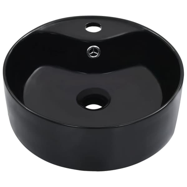 vidaXL Vask med overløpsfunksjon 36x13 cm keramikk svart