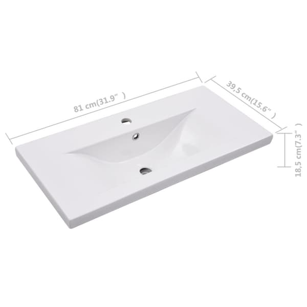 vidaXL indbygget håndvask 81x39,5x18,5 cm keramisk hvid