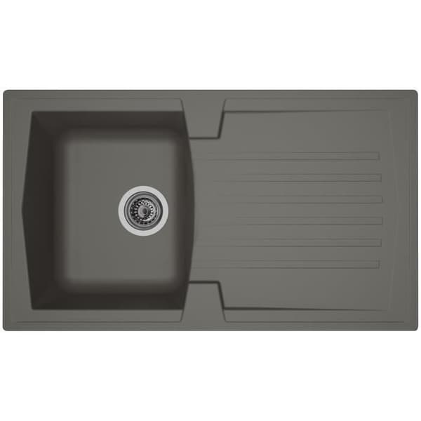 STRADOUR Inbyggt diskbänk 1 bricka + 1 Arena dränering - Harts - 86 x 50 cm - Betonggrå