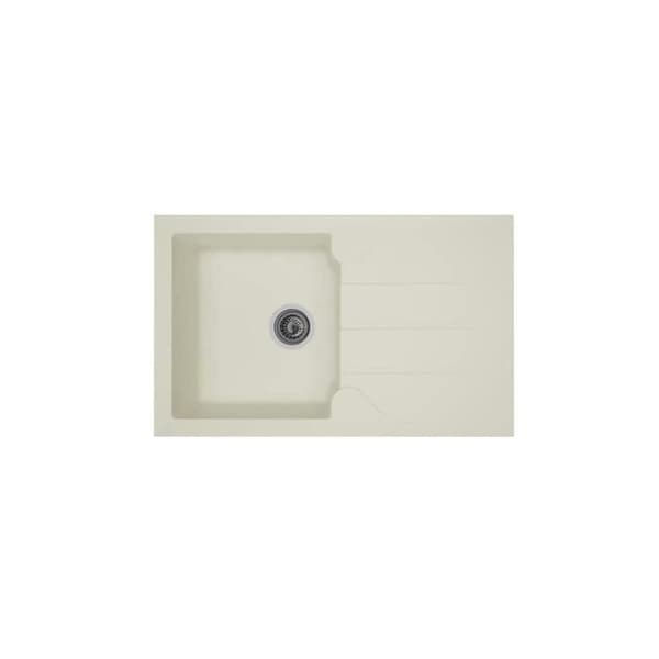 STRADOUR Inbyggt diskbänk 1 skål + 1 Aloa-dränering - Harts - 81 x 50 cm - Vit