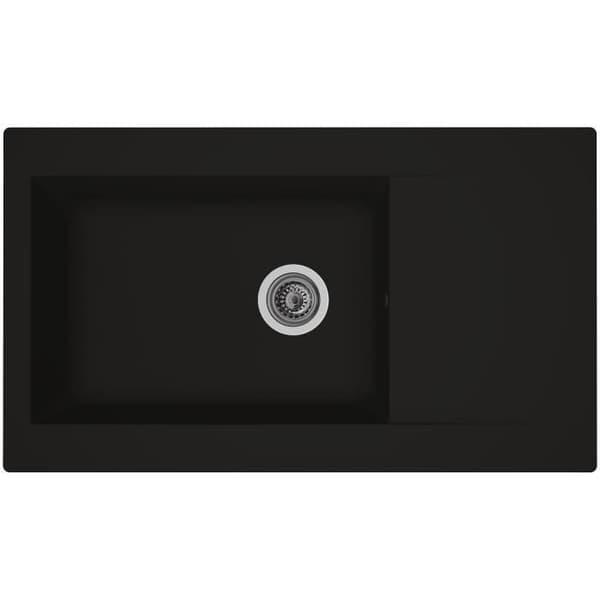 STRADOUR Inbyggt diskbänk 1 stor skål + 1 Einna-dränering - Harts - 86 x 50 cm - Svart