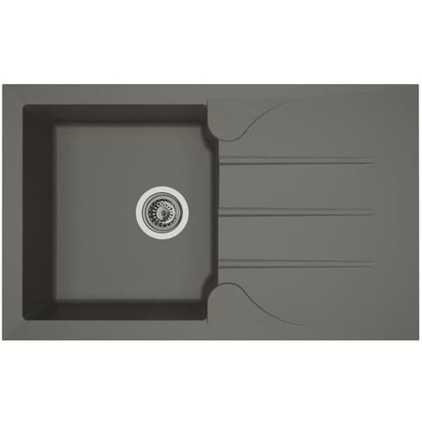 STRADOUR Inbyggt diskbänk 1 skål + 1 Aloa-dränering - Harts - 81 x 50 cm - Betonggrå